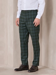 Vert - Pantalons Coupe ajustée texturé Costume Carreaux - Image 1 de 9