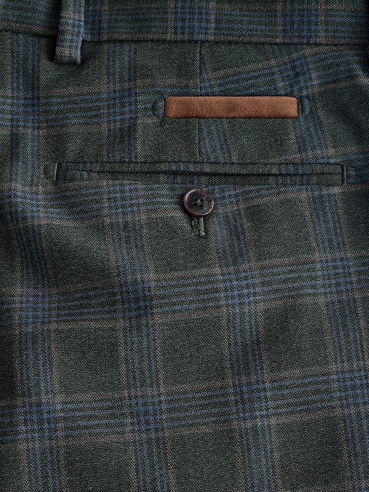 Vert - Pantalons Coupe ajustée texturé Costume Carreaux - Image 9 de 9