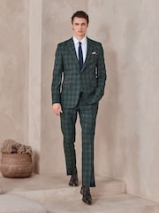 Vert - Gilet de costume texturé à Carreaux Coupe classique - Image 2 de 8