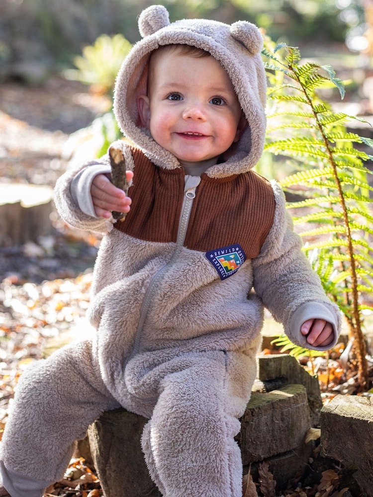 Frugi Cord Ted Brown Snuggle Suit - Image 1 of 5 Frugi Cord Ted Brown Snuggle Suit - Image 1 of 5
