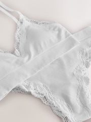 White Lace Trim Seamless Bralette & Thong Set - Image 11 of 12