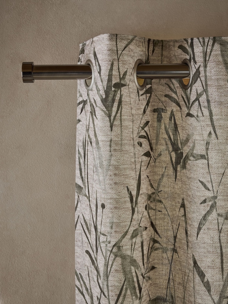 Blurred Leaf Print Eyelet Lined Curtains - Imaginea 1 din 5 Blurred Leaf Print Eyelet Lined Curtains - Imaginea 1 din 5