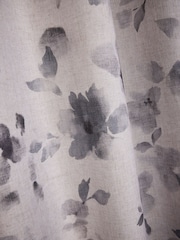 Grey Blurred Floral Print Eyelet Lined Curtains - Image 5 of 5