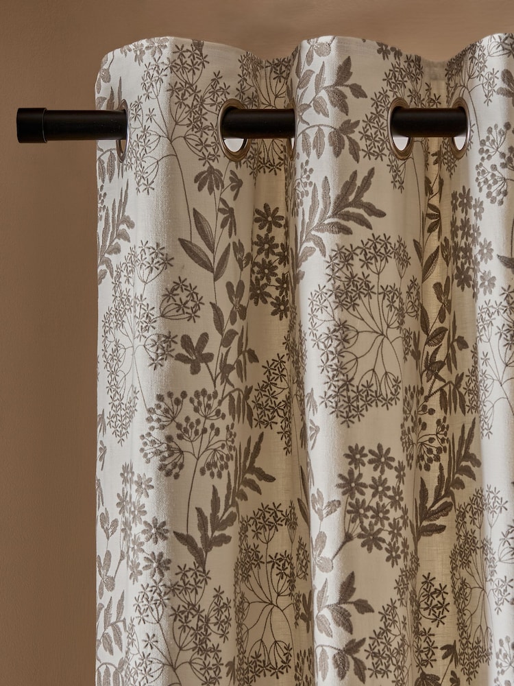 Natural Collection Luxe Floral Embroidered Eyelet Lined Curtains - Image 1 of 5 Natural Collection Luxe Floral Embroidered Eyelet Lined Curtains - Image 1 of 5