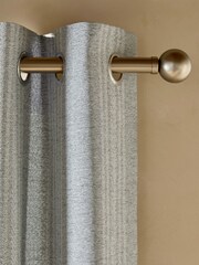 Blue Woven Stripe Eyelet Lined Curtains - Image 4 of 5