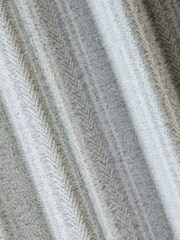 Blue Woven Stripe Eyelet Lined Curtains - Image 5 of 5