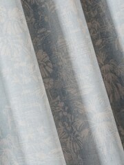 Blue Toile Print Touch Of Linen Eyelet Lined Curtains - Image 5 of 5