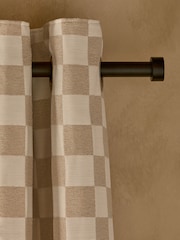 Natural Woven Checkerboard Eyelet Lined Curtain - Image 3 of 5