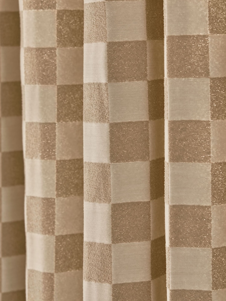 Natural Woven Checkerboard Eyelet Lined Curtain - Image 5 of 5