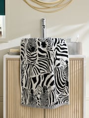 Monochrome Zebra Cotton Towel - Image 1 of 4