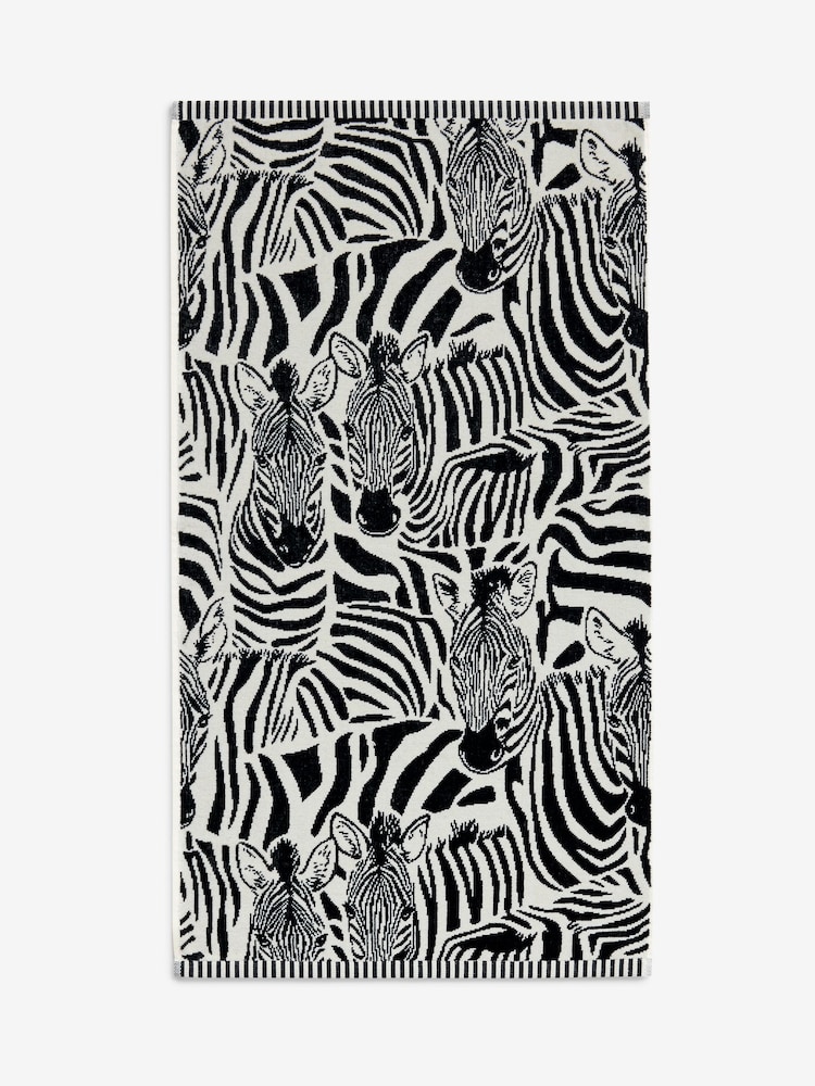 Monochrome Zebra Cotton Towel - Image 4 of 4