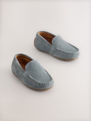 Blue Wide Fit (G) Suede Slip-Ons Loafer Shoes - Image 1 of 5