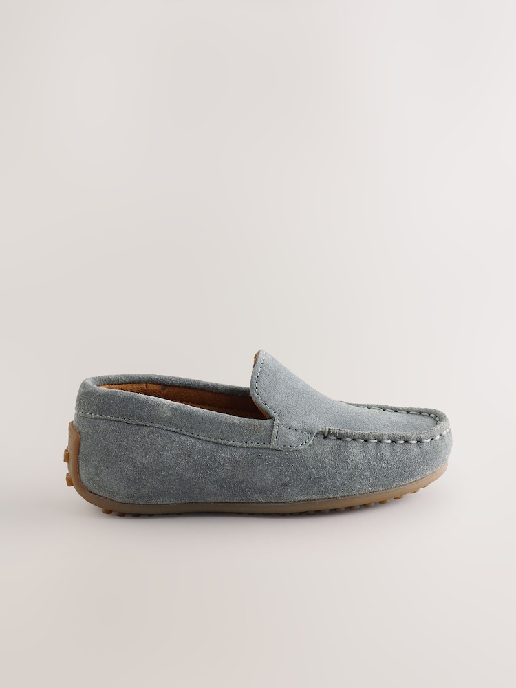 Blue Wide Fit (G) Suede Slip-Ons Loafer Shoes - Image 2 of 5