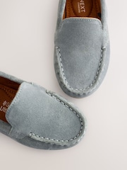 Blue Wide Fit (G) Suede Slip-Ons Loafer Shoes - Image 4 of 5