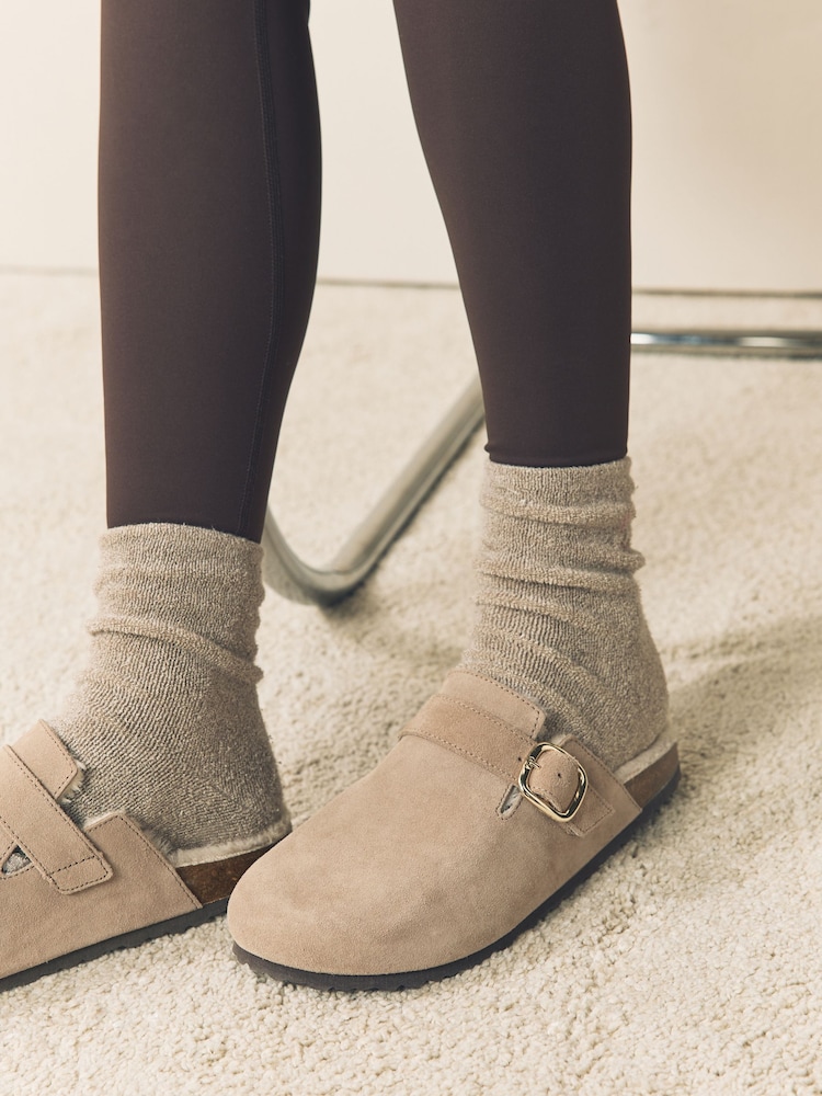 Neutral Forever Comfort® Leather Faux Fur Lined Footbed Clogs - Image 2 of 11 Neutral Forever Comfort® Leather Faux Fur Lined Footbed Clogs - Image 2 of 11