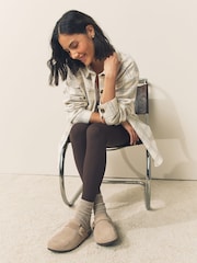 Neutral Forever Comfort® Leather Faux Fur Lined Footbed Clogs - Image 3 of 11