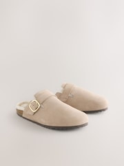 Neutral Forever Comfort® Leather Faux Fur Lined Footbed Clogs - Image 7 of 11