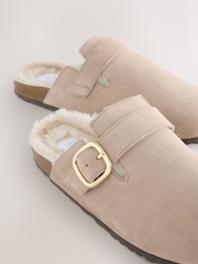 Neutral Forever Comfort® Leather Faux Fur Lined Footbed Clogs - Image 8 of 11