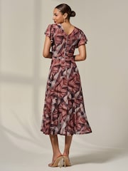 Jolie Moi Brown Petite Mesh Short Sleeve Wrap Midaxi Dress - Image 2 of 6