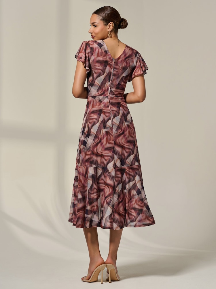 Marrón - Jolie Moi Petite Mesh Short Sleeve Wrap Midaxi Dress - Imagen 2 de 6 Marrón - Jolie Moi Petite Mesh Short Sleeve Wrap Midaxi Dress - Imagen 2 de 6