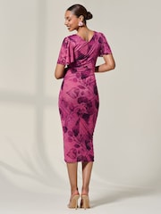 Jolie Moi Purple Mesh Short Sleeve Midi Dress - Image 2 of 6
