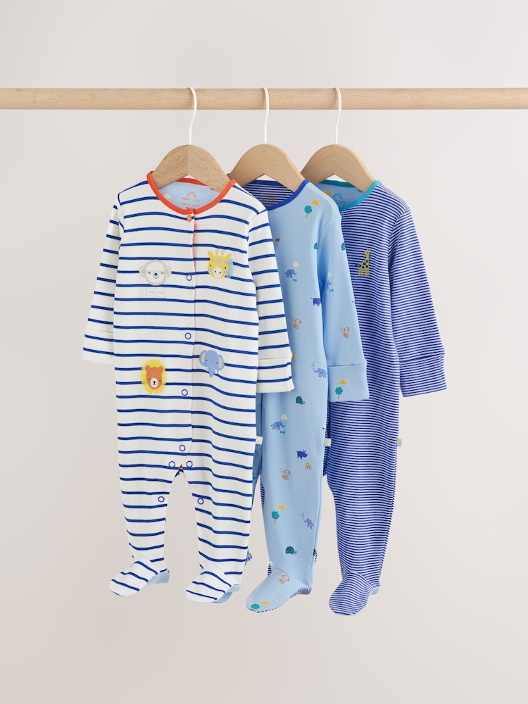 Голубой в стиле сафари - Набор нательных комбинезонов для малышей, 3 шт. - Изображение 1 11