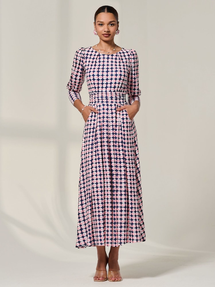 Jolie Moi Pink Long Puff Sleeved Jersey Midaxi Dress - Image 1 of 6 Jolie Moi Pink Long Puff Sleeved Jersey Midaxi Dress - Image 1 of 6