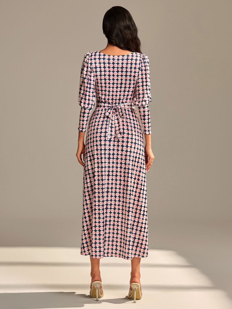 Jolie Moi Pink Long Puff Sleeved Jersey Midaxi Dress - Image 2 of 6