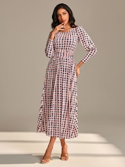 Jolie Moi Pink Long Puff Sleeved Jersey Midaxi Dress - Image 4 of 6