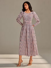 Jolie Moi Pink Long Puff Sleeved Jersey Midaxi Dress - Image 5 of 6