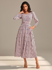 Jolie Moi Pink Long Puff Sleeved Jersey Midaxi Dress - Image 6 of 6