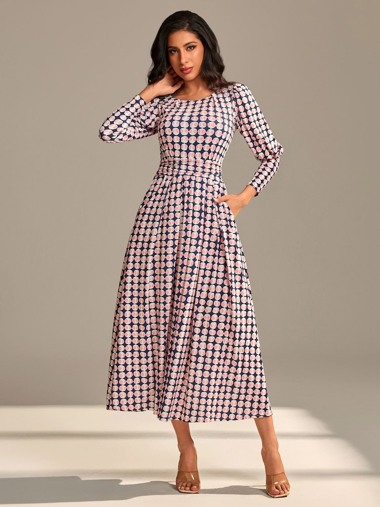 Jolie Moi Pink Long Puff Sleeved Jersey Midaxi Dress - Image 6 of 6