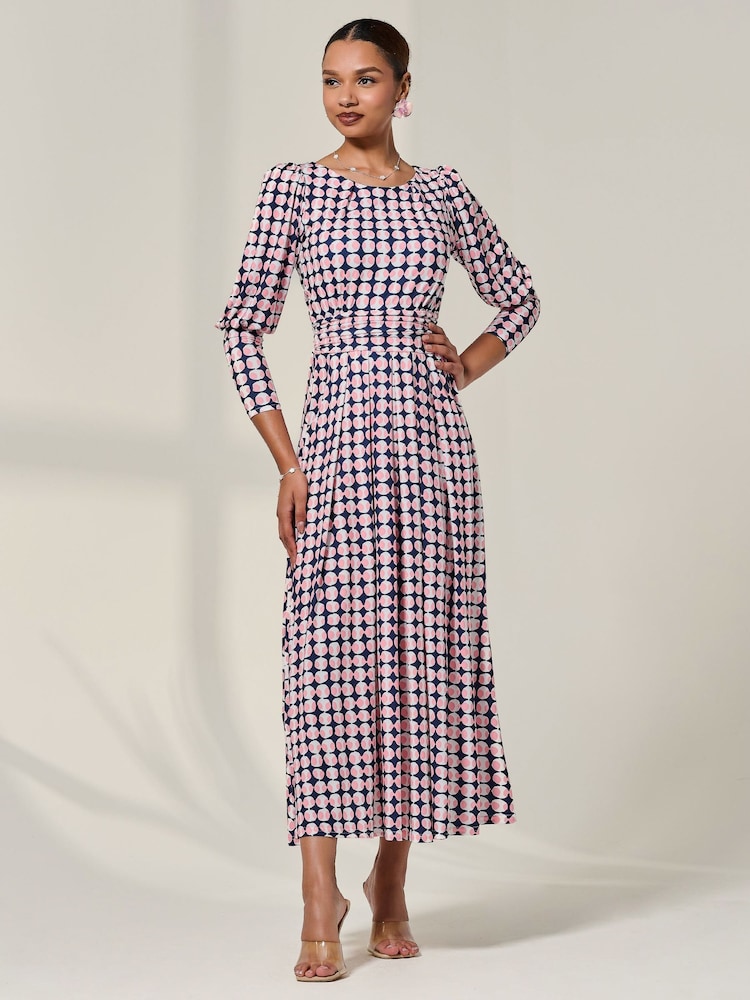 Jolie Moi Pink Long Puff Sleeved Jersey Midaxi Dress - Image 6 of 6 Jolie Moi Pink Long Puff Sleeved Jersey Midaxi Dress - Image 6 of 6