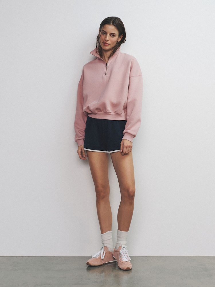 The Set 2 Pack Half Zip Funnel Neck Sweatshirts Cream/Pink - Image 2 of 6