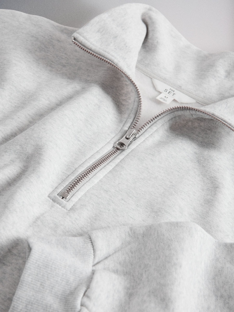 The Set 2 Pack 1/4 Zip Funnel Neck Sweat Tops Black/Grey - Image 5 of 5