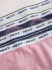 Navy/Pink Check High Waist High Leg Cotton Modal Logo Knickers 4 Pack - Image 6 of 7