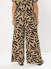 Yours Curve Natural Crinkle Wide Leg Trousers - Image 2 of 5