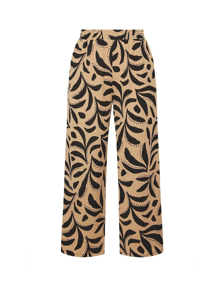 Yours Curve Natural Crinkle Wide Leg Trousers - Image 5 of 5