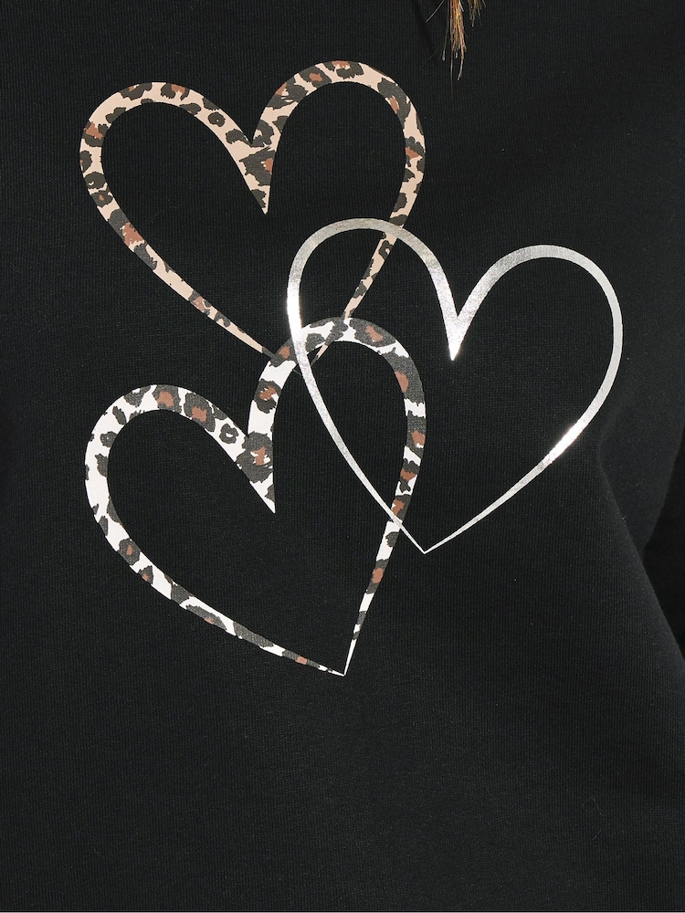 M&Co Black Animal Print Heart Sweatshirt - Image 5 of 5 M&Co Black Animal Print Heart Sweatshirt - Image 5 of 5