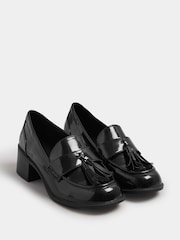 Yours Curve Black Extra Wide Fit Extra Wide Fit Heeled Tassel Loafers - Image 1 of 4