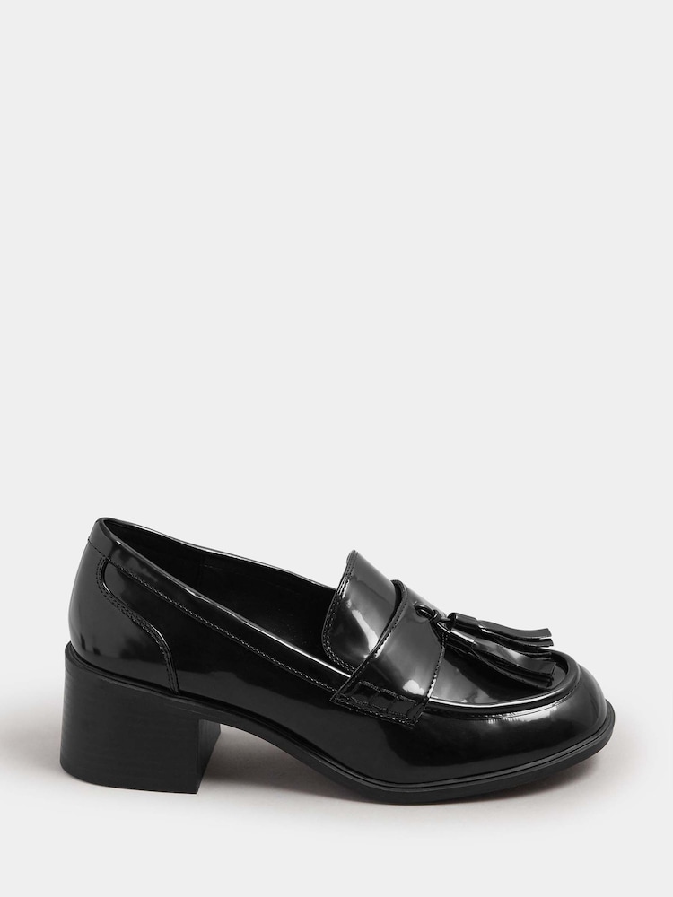 Yours Curve Black Extra Wide Fit Extra Wide Fit Heeled Tassel Loafers - Image 2 of 4