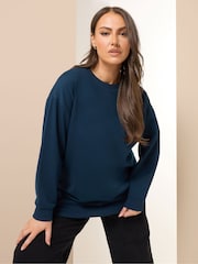 Yours Curve Blue Crew Neck Sweatshirt - Image 1 of 5