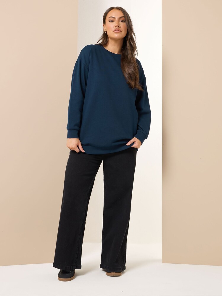 Yours Curve Blue Crew Neck Sweatshirt - Image 2 of 5