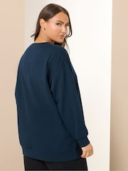 Yours Curve Blue Crew Neck Sweatshirt - Image 3 of 5