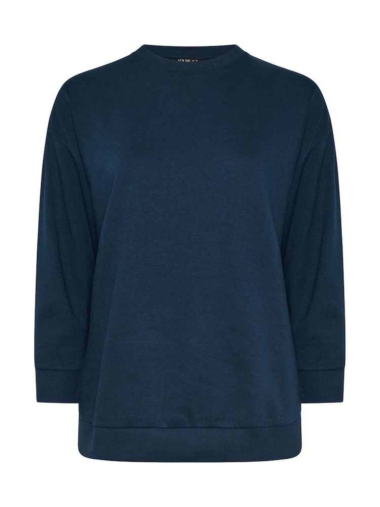 Yours Curve Blue Crew Neck Sweatshirt - Image 5 of 5