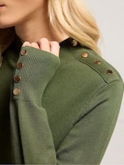 M&Co Green Petite Petite Button Turtle Neck Jumper - Image 4 of 5