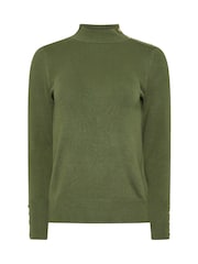 M&Co Green Petite Petite Button Turtle Neck Jumper - Image 5 of 5