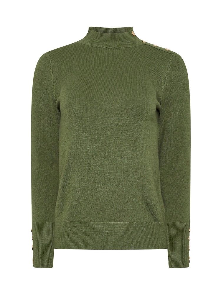 M&Co Green Petite Petite Button Turtle Neck Jumper - Image 5 of 5
