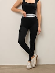 Long Tall Sally Black Stripe Waistband Leggings - Image 2 of 5
