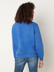 M&Co Blue Button Detail Plain Sweatshirt - Image 3 of 5
